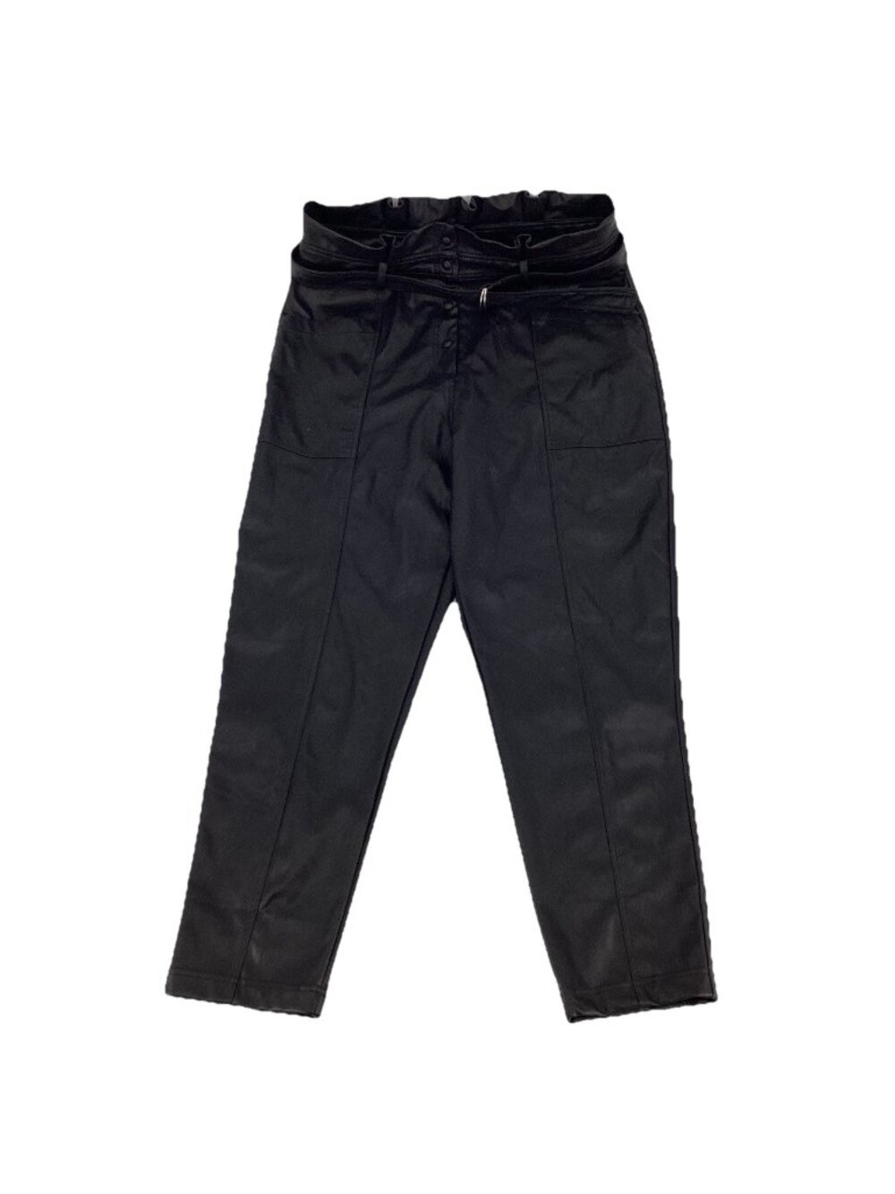 NY&C New York & Co Women’s Faux Leather Belted Pants High Waisted Black Size 14